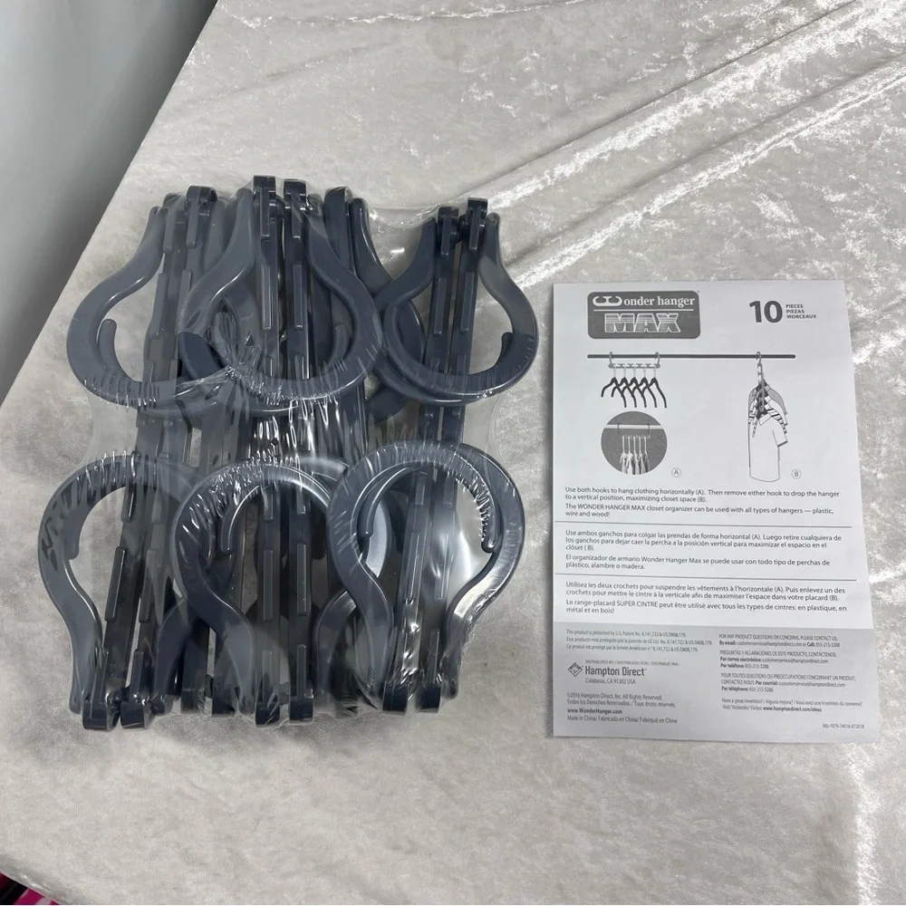 Wonder Hanger Mac New open box sealed in plastic Grey 10 Pack holds 50 garments